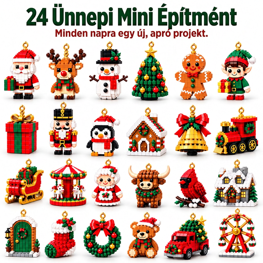 🎅🔥UTOLSÓ NAP: 50% KEDVEZMÉNY ✨ Karácsonyi visszaszámláló kockaépítő adventi naptár családok számára