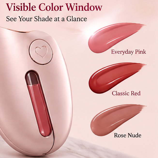 2-in-1 Portable LED Lip Gloss Case with Lighted Mirror – 3-Color Dimmable Touch Screen Compact Makeup Kit with Soft Precision Applicator for Travel & On-the-Go Touch-Ups