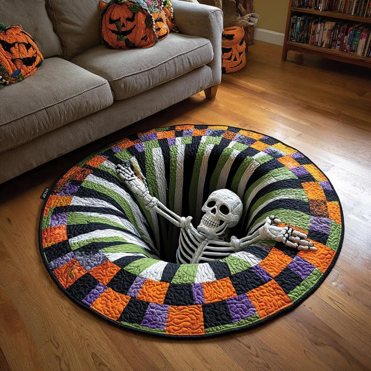 🎃🎄 3D illúziós ünnepi szőnyeg – hátborzongató halloween és karácsonyi varázslat az otthonodba