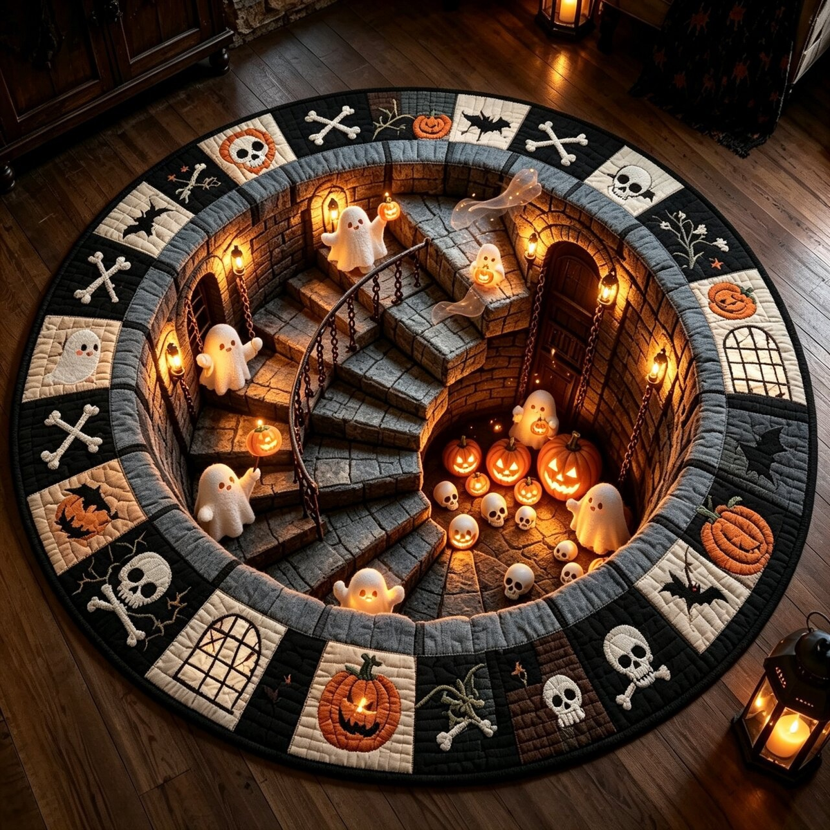 🎃🎄 3D illúziós ünnepi szőnyeg – hátborzongató halloween és karácsonyi varázslat az otthonodba