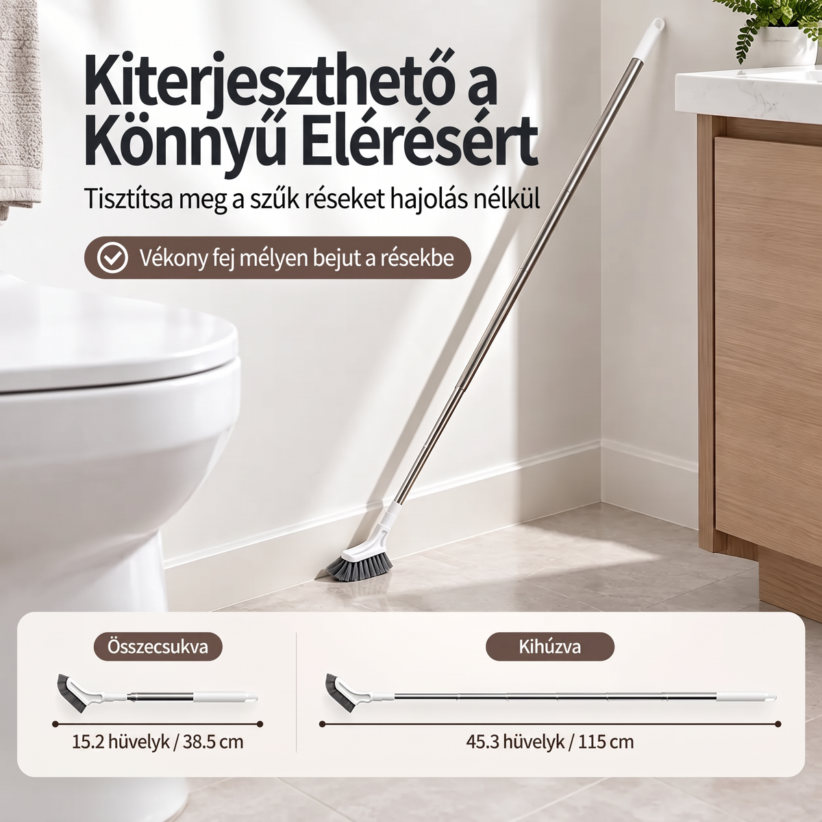 Kihúzható réstisztító kefe