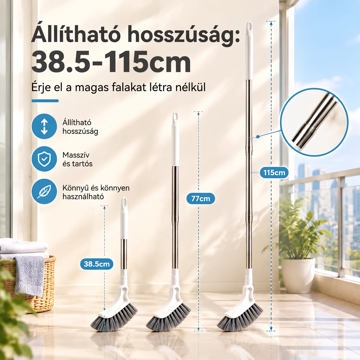 Kihúzható réstisztító kefe