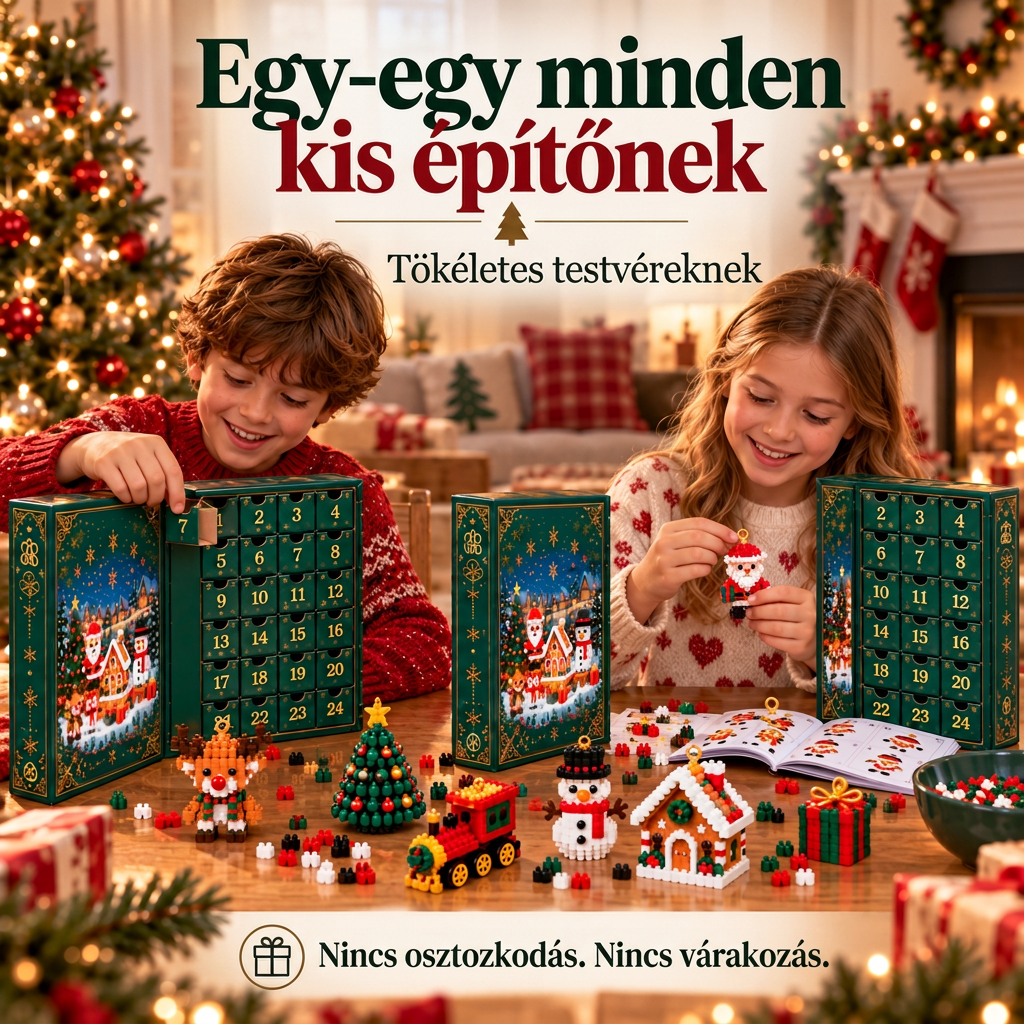 🎅🔥UTOLSÓ NAP: 50% KEDVEZMÉNY ✨ Karácsonyi visszaszámláló kockaépítő adventi naptár családok számára