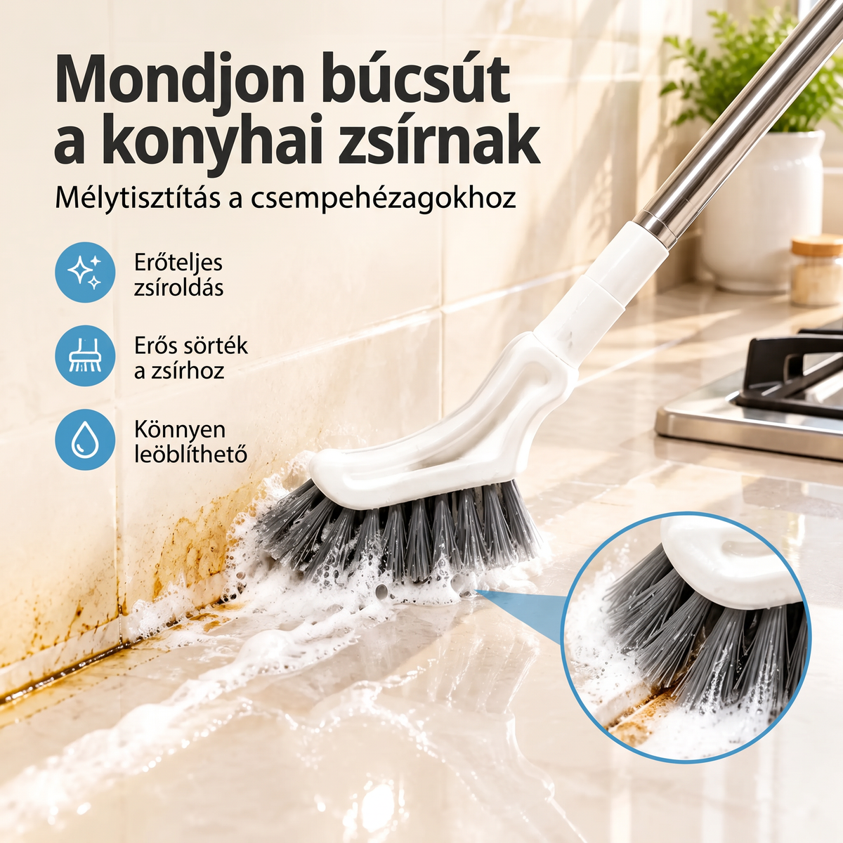 Kihúzható réstisztító kefe