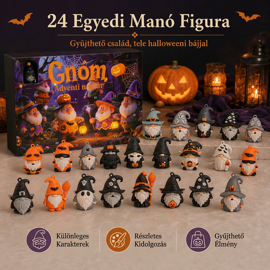 🎃 24 napos halloweeni manó meglepetés figura adventi naptár doboz