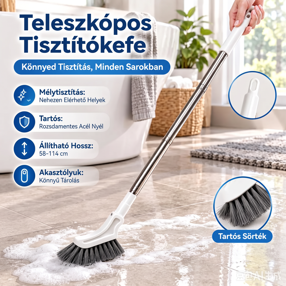 Kihúzható réstisztító kefe