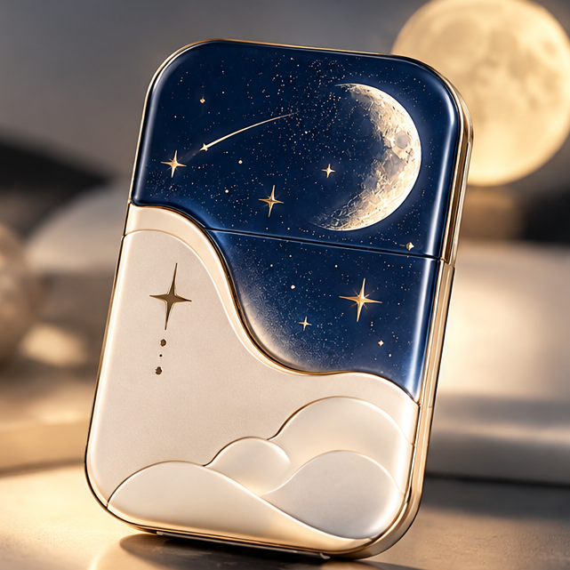 Celestial Moon & Night Sky Compact Makeup Mirror – Portable Rectangular Pocket Mirror for Purse, Travel & On-the-Go Touch-Ups