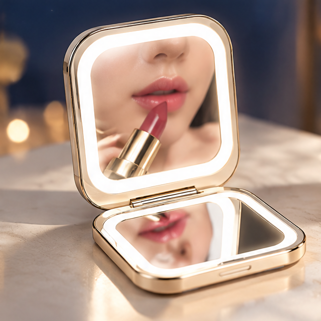 Celestial Moon & Night Sky Compact Makeup Mirror – Portable Rectangular Pocket Mirror for Purse, Travel & On-the-Go Touch-Ups