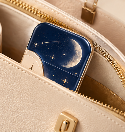 Celestial Moon & Night Sky Compact Makeup Mirror – Portable Rectangular Pocket Mirror for Purse, Travel & On-the-Go Touch-Ups