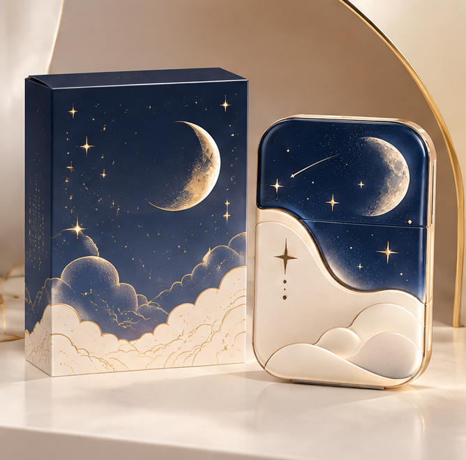Celestial Moon & Night Sky Compact Makeup Mirror – Portable Rectangular Pocket Mirror for Purse, Travel & On-the-Go Touch-Ups