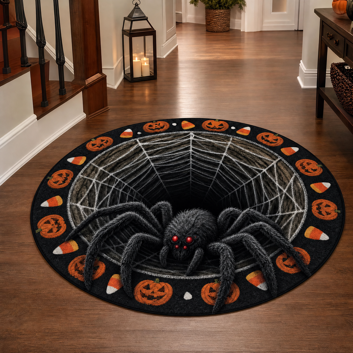 🎃🎄 3D illúziós ünnepi szőnyeg – hátborzongató halloween és karácsonyi varázslat az otthonodba