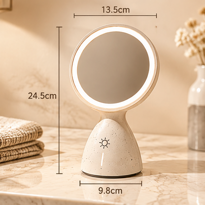 Nordic Aesthetic LED Makeup Mirror – Creative Shaped Desktop Lighted Vanity Mirror with Smart Touch Control for Bedroom, Skincare & Tabletop Decor