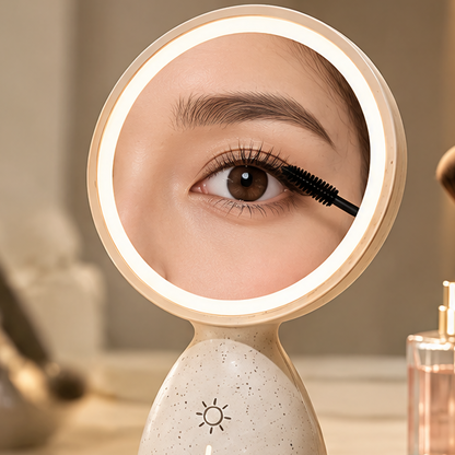 Nordic Aesthetic LED Makeup Mirror – Creative Shaped Desktop Lighted Vanity Mirror with Smart Touch Control for Bedroom, Skincare & Tabletop Decor