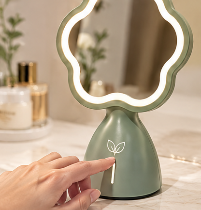 Nordic Aesthetic LED Makeup Mirror – Creative Shaped Desktop Lighted Vanity Mirror with Smart Touch Control for Bedroom, Skincare & Tabletop Decor