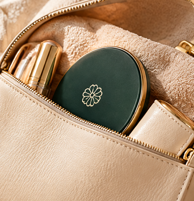 Vintage Botanical LED Handheld Makeup Mirror with Folding Stand, 2-in-1 Hand & Tabletop Lighted Cosmetic Mirror, Rechargeable Travel Mirror with Decorative Backing Patterns