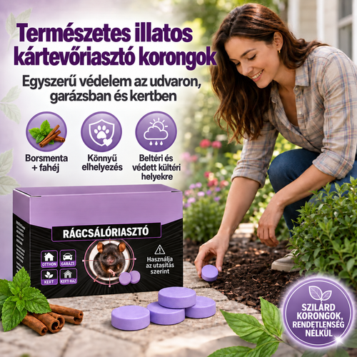 Természetes illatos kártevőriasztó korongok – többzónás védelem otthonra, garázsba és kültérre