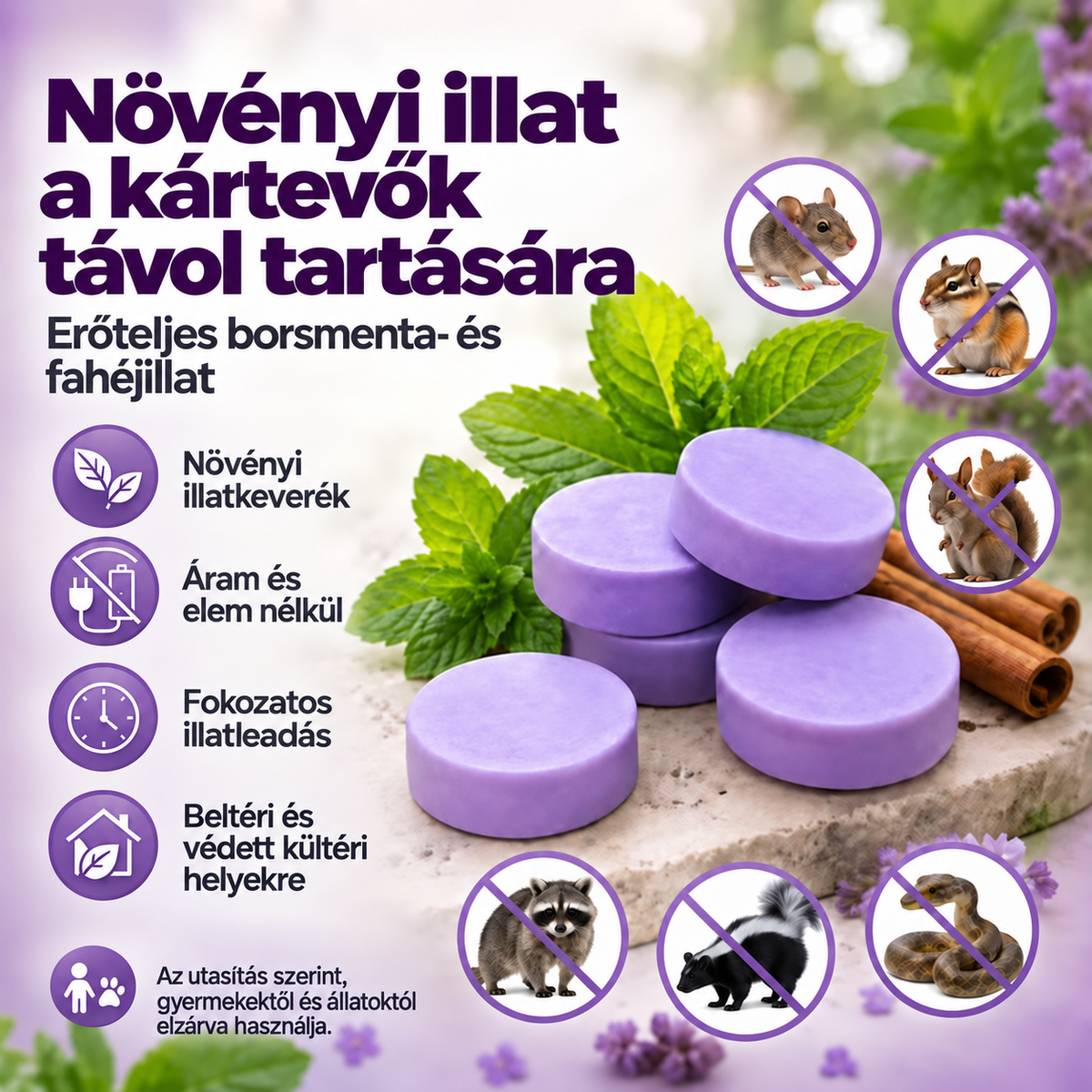 Természetes illatos kártevőriasztó korongok – többzónás védelem otthonra, garázsba és kültérre