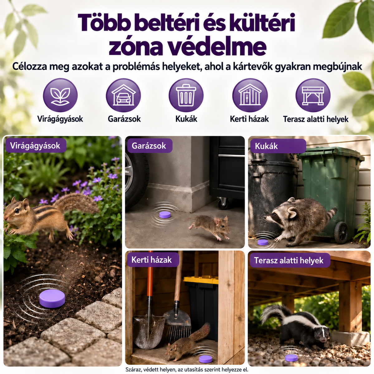 Természetes illatos kártevőriasztó korongok – többzónás védelem otthonra, garázsba és kültérre